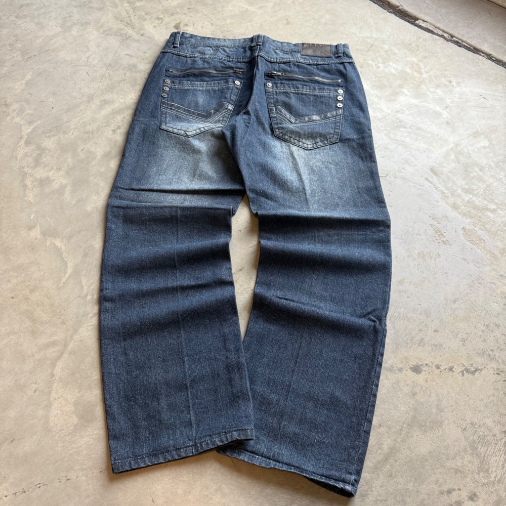 Mecca Day One Mens Baggy Y2K Streetwear Jeans Dark Wash 36x32